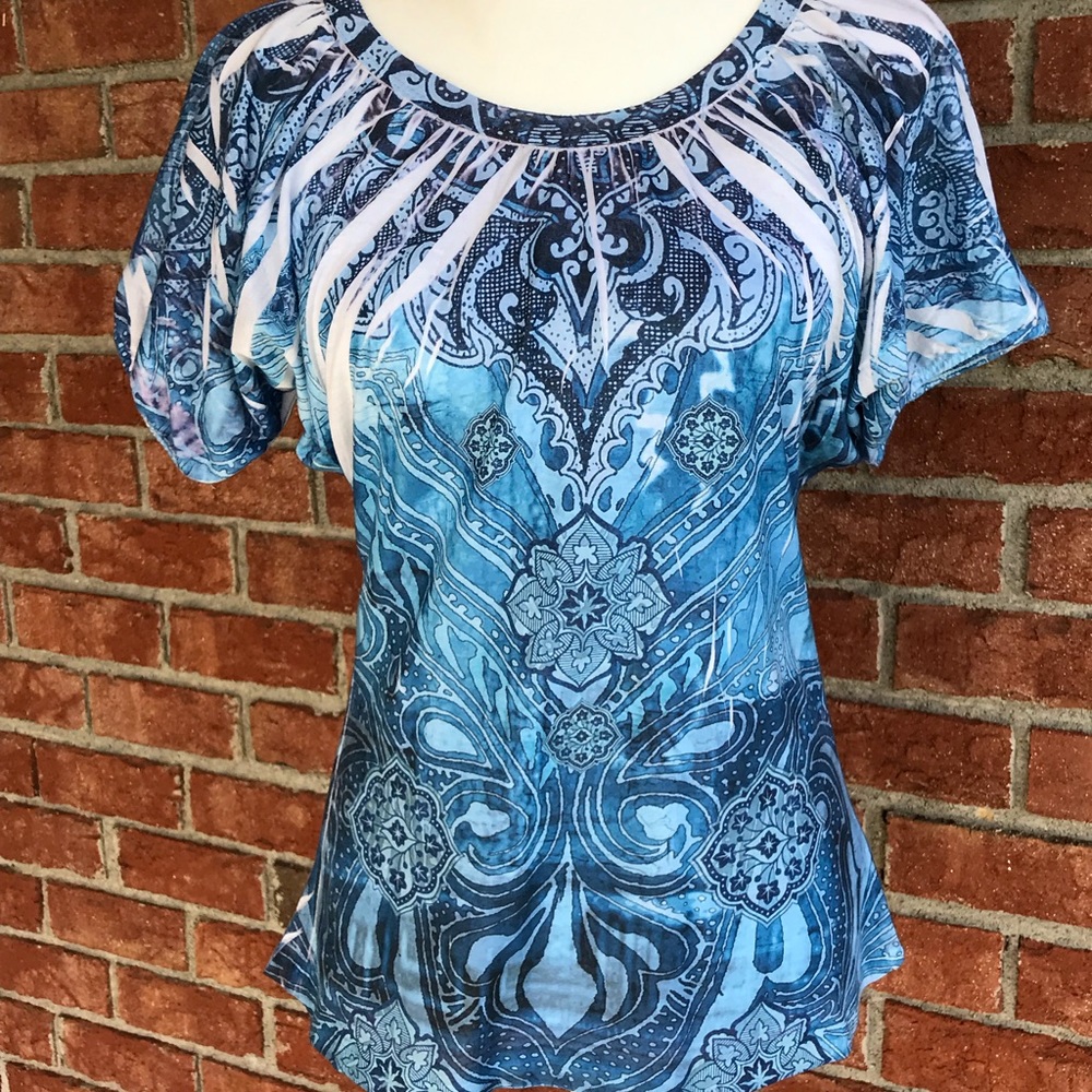 Mushan by Sienna Rose blue batik print tee